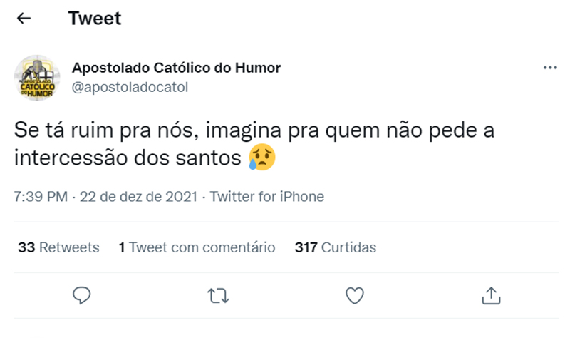 A intercessão dos Santos - fonte: Twitter