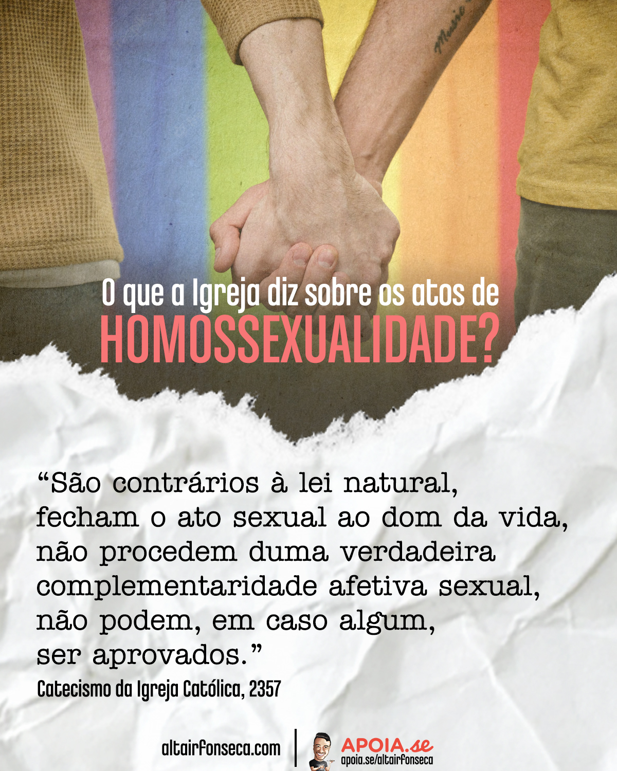O que a Igreja diz sobre atos de homossexualidade 