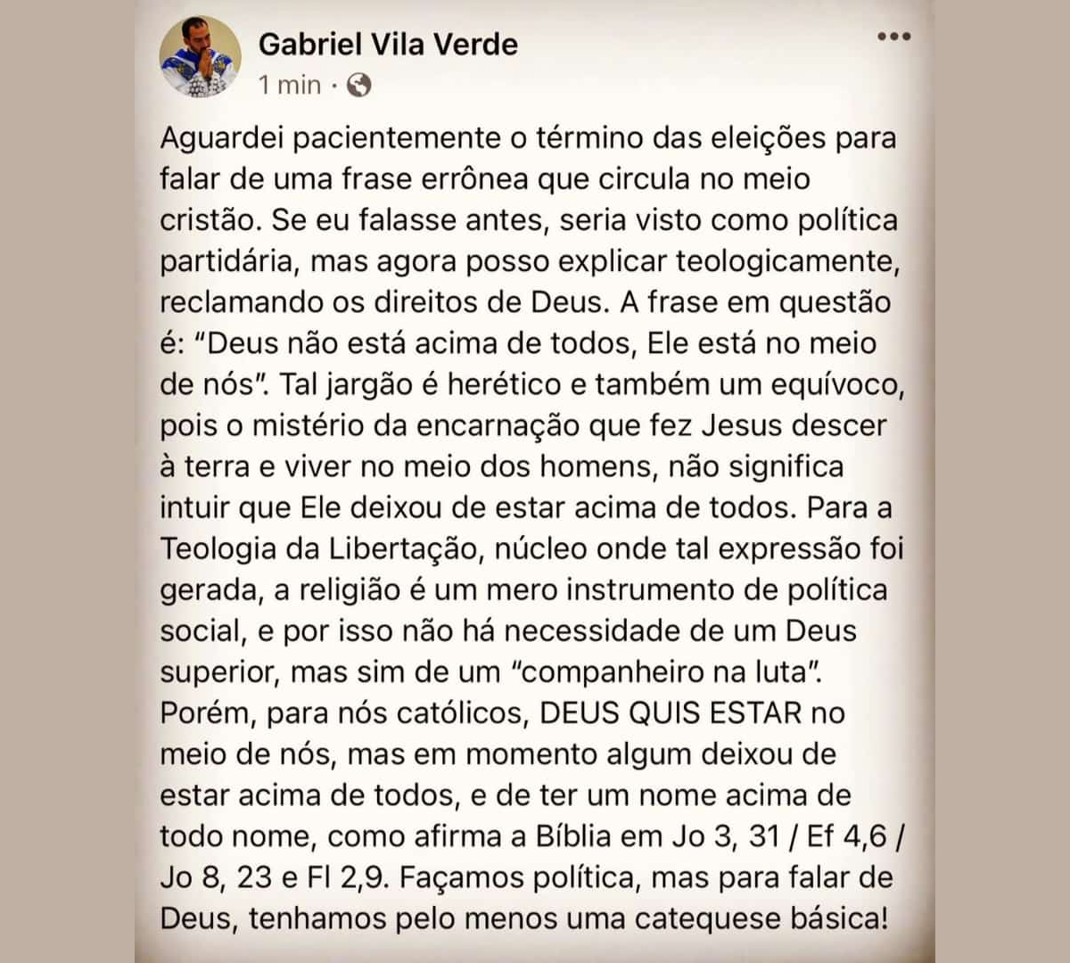 Padre Gabriel Vila Verde sobre a Teologia da Libertação 