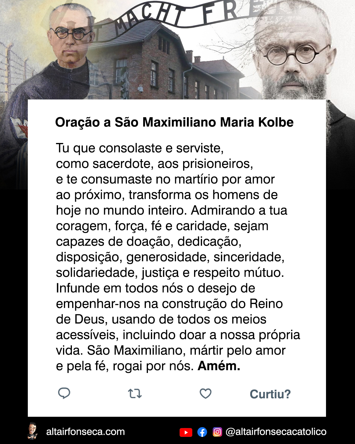 Uma linda oração a São Maximiliano Maria Kolbe