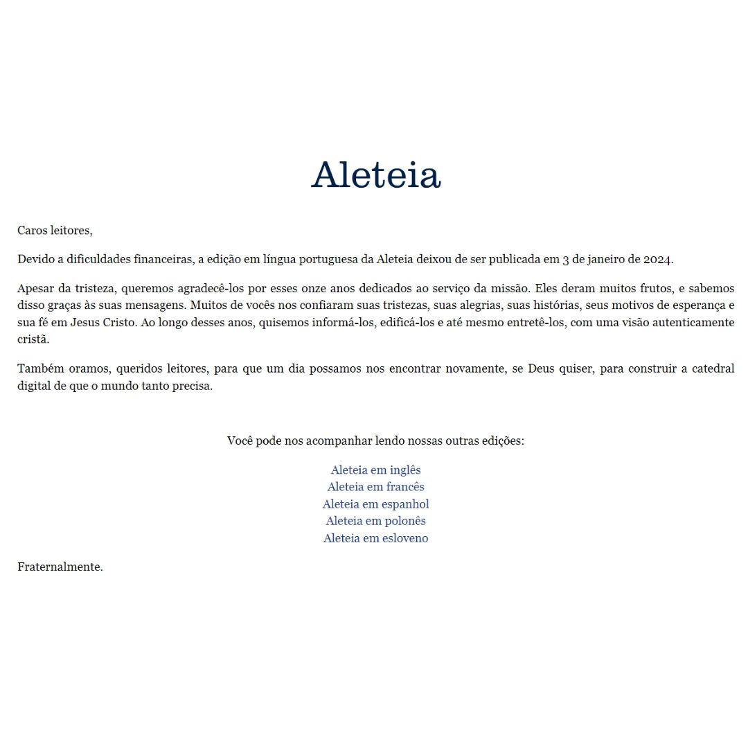 O fim do portal Aleteia em português 